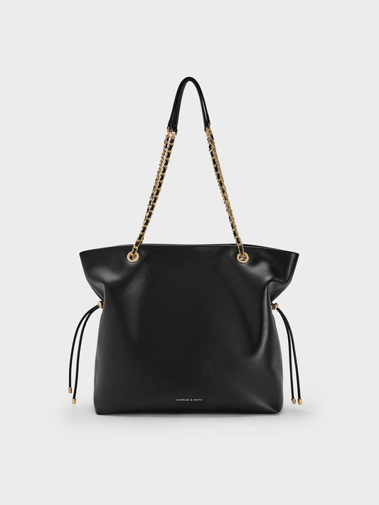 CHARLES & KEITH Customer Favorite / Arya Braided-Chain Tote Bag - Black