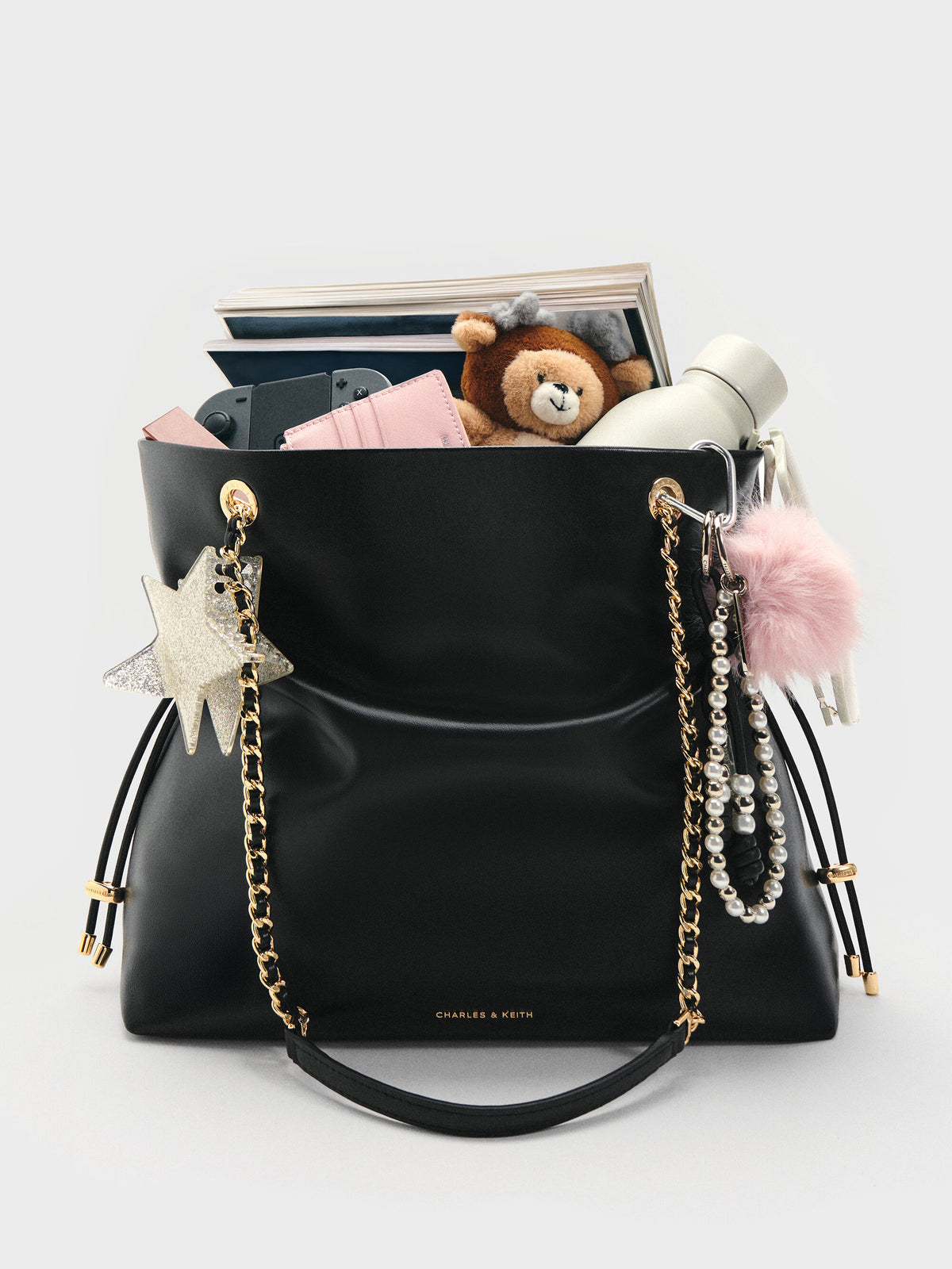 CHARLES & KEITH Customer Favorite / Arya Braided-Chain Tote Bag - Black