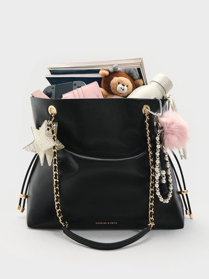 CHARLES & KEITH Customer Favorite / Arya Braided-Chain Tote Bag - Black