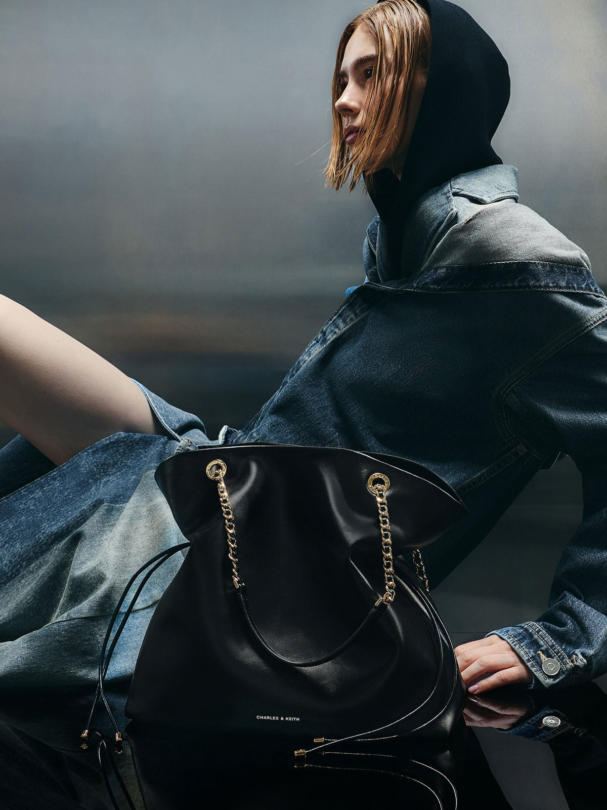 CHARLES & KEITH Customer Favorite / Arya Braided-Chain Tote Bag - Black