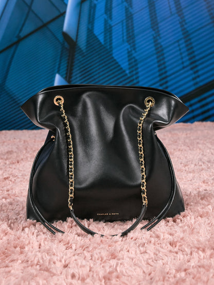 CHARLES & KEITH Customer Favorite / Arya Braided-Chain Tote Bag - Black
