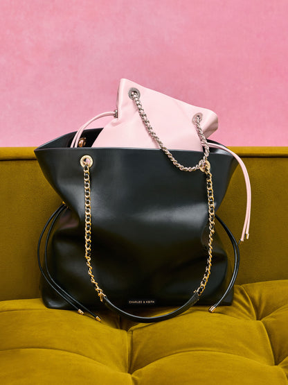 CHARLES & KEITH Customer Favorite / Arya Braided-Chain Tote Bag - Black
