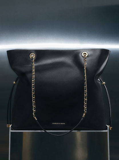 CHARLES & KEITH Customer Favorite / Arya Braided-Chain Tote Bag - Black