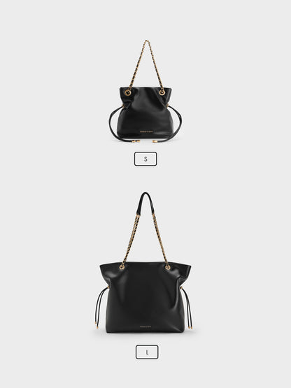 CHARLES & KEITH Customer Favorite / Arya Braided-Chain Tote Bag - Black