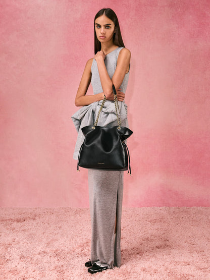 CHARLES & KEITH Customer Favorite / Arya Braided-Chain Tote Bag - Black