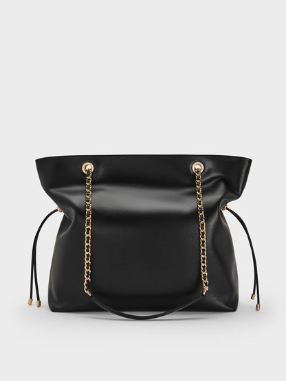 CHARLES & KEITH Customer Favorite / Arya Braided-Chain Tote Bag - Black