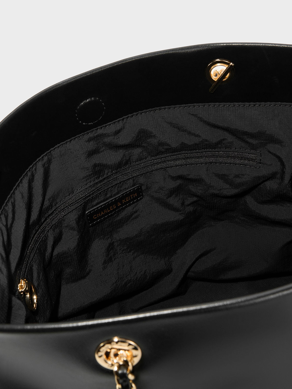 CHARLES & KEITH Customer Favorite / Arya Braided-Chain Tote Bag - Black