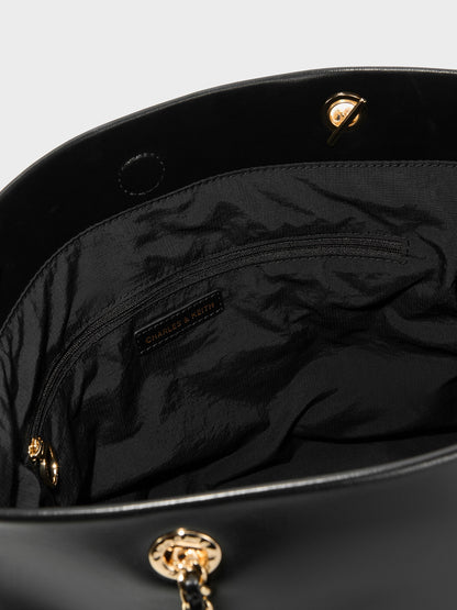 CHARLES & KEITH Customer Favorite / Arya Braided-Chain Tote Bag - Black