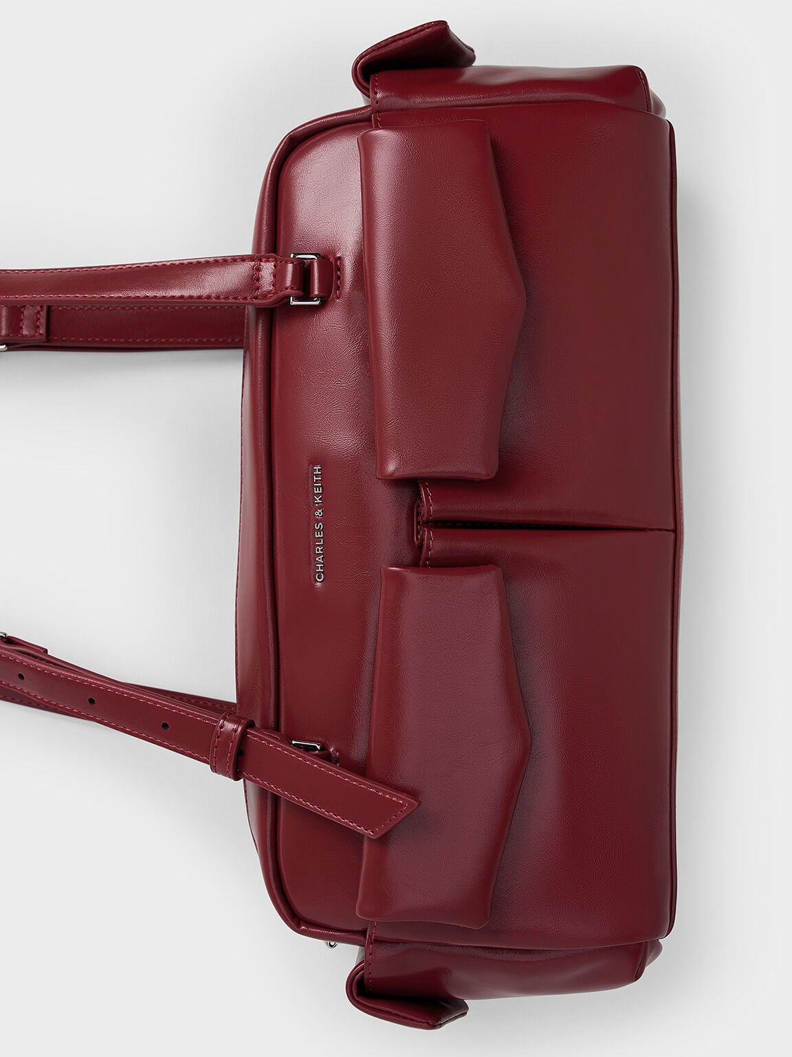 CHARLES & KEITH Best Seller / Rachel Multi-Pocket Shoulder Bag - Burgundy
