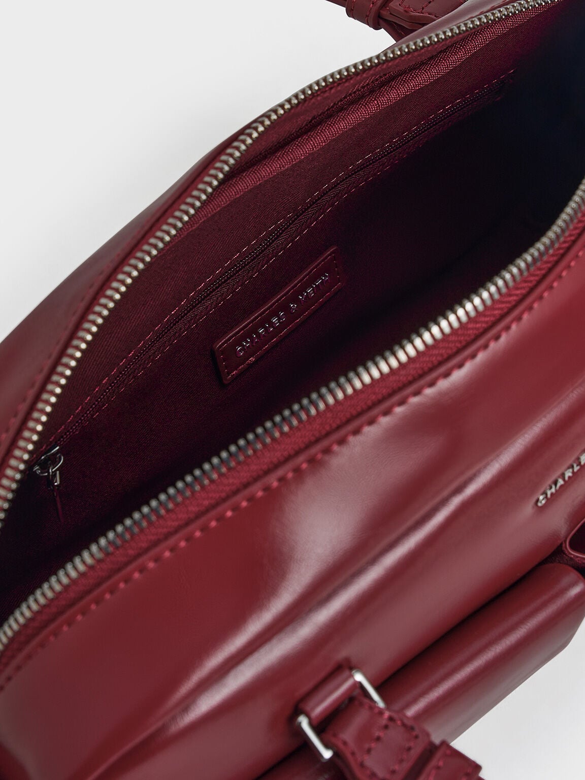 CHARLES & KEITH Best Seller / Rachel Multi-Pocket Shoulder Bag - Burgundy