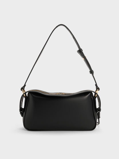 CHARLES & KEITH Classic / Mini Haylen Braided-Charm Shoulder Bag - Black