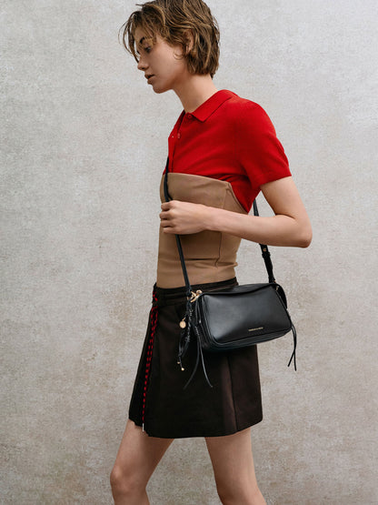 CHARLES & KEITH Classic / Mini Haylen Braided-Charm Shoulder Bag - Black
