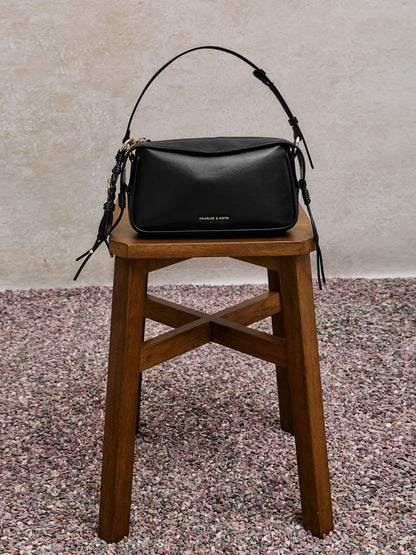 CHARLES & KEITH Classic / Mini Haylen Braided-Charm Shoulder Bag - Black