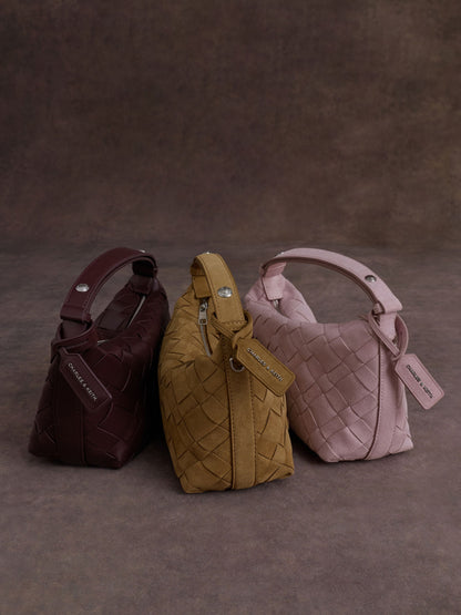 CHARLES & KEITH Recommended / Ivette Woven Shoulder Bag - Wineberry Red