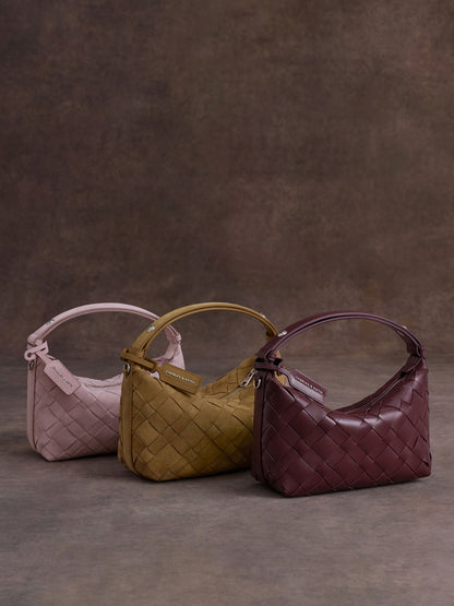 CHARLES & KEITH Recommended / Ivette Woven Shoulder Bag - Wineberry Red