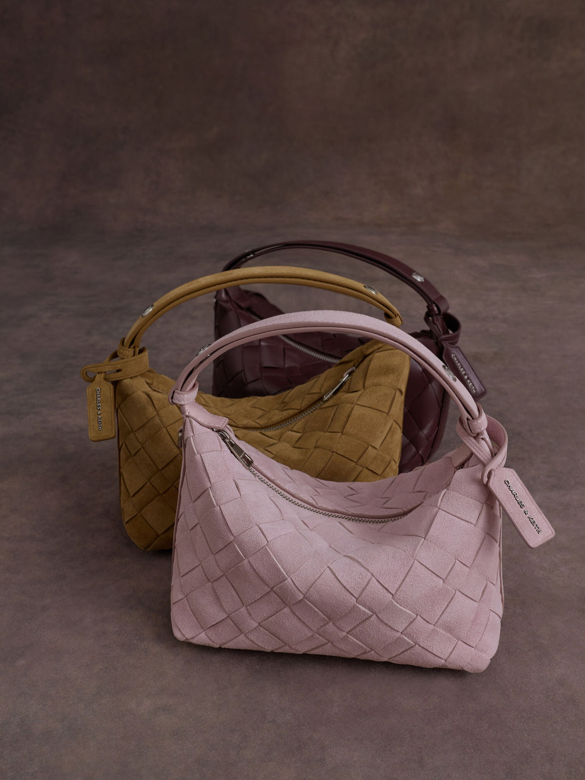 CHARLES & KEITH Recommended / Ivette Woven Shoulder Bag - Wineberry Red