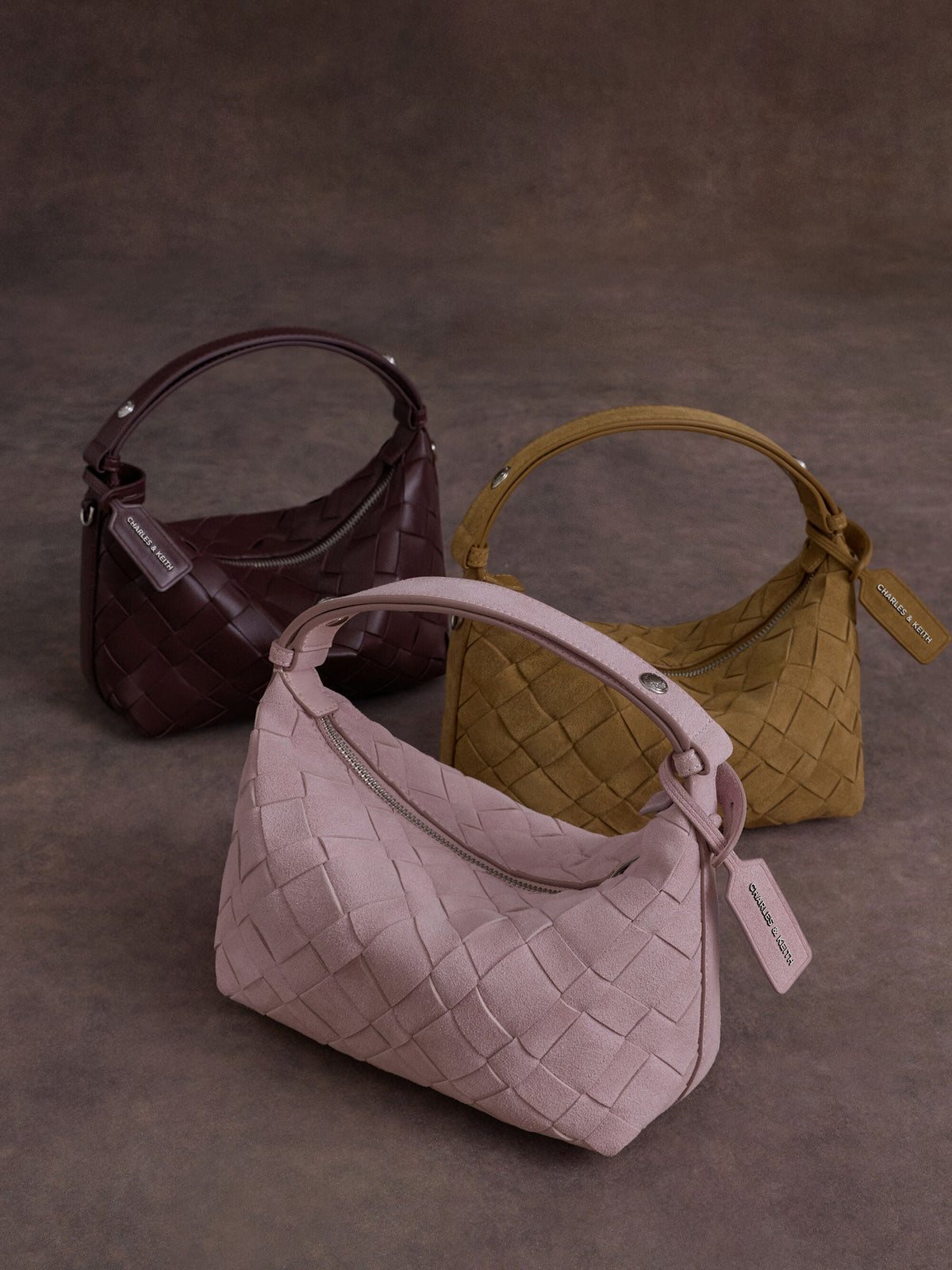 CHARLES & KEITH Recommended / Ivette Woven Shoulder Bag - Wineberry Red