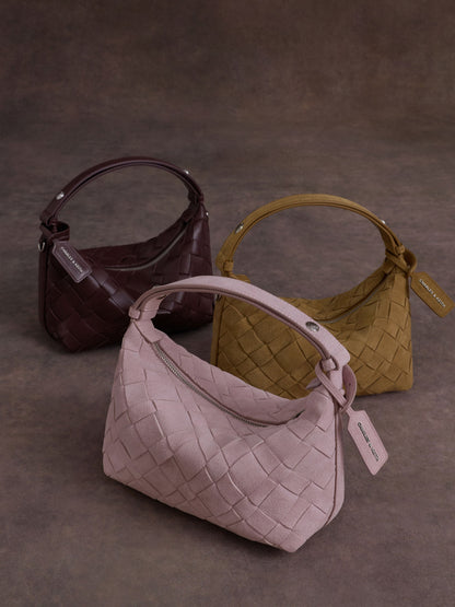 CHARLES & KEITH Recommended / Ivette Woven Shoulder Bag - Wineberry Red