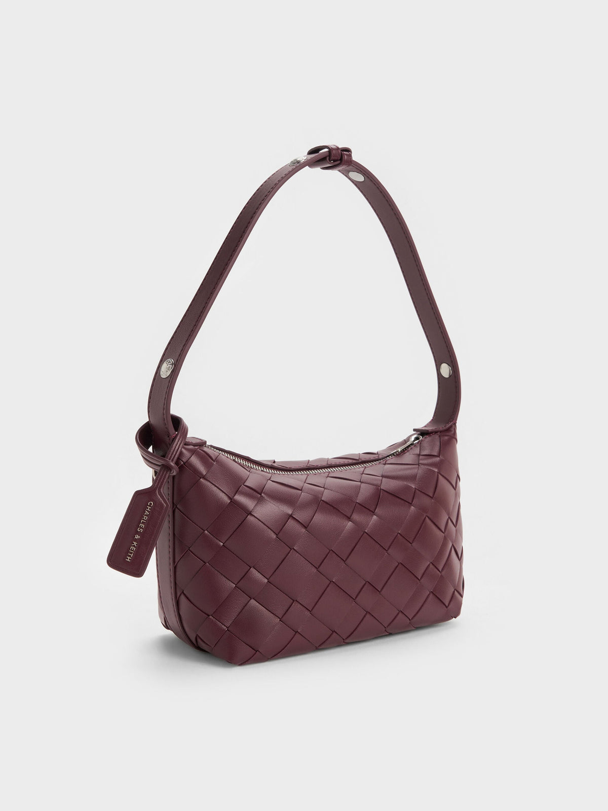 CHARLES & KEITH Recommended / Ivette Woven Shoulder Bag - Wineberry Red
