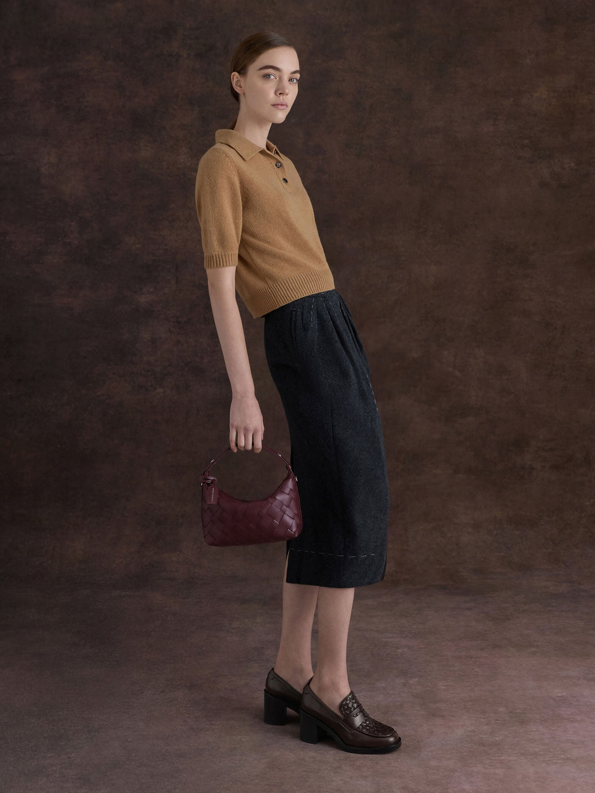 CHARLES & KEITH Recommended / Ivette Woven Shoulder Bag - Wineberry Red