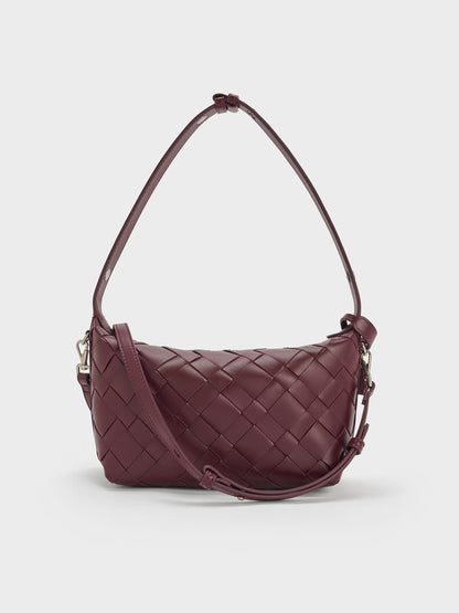 CHARLES & KEITH Recommended / Ivette Woven Shoulder Bag - Wineberry Red