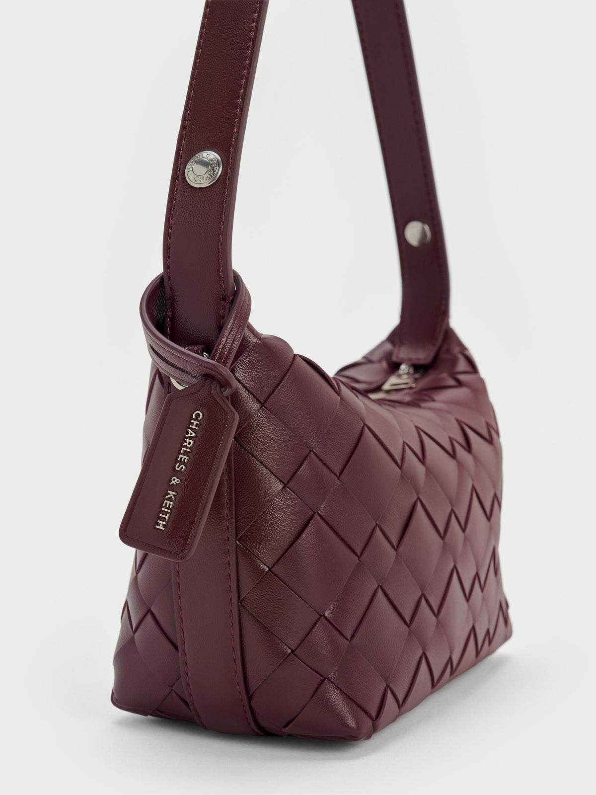 CHARLES & KEITH Recommended / Ivette Woven Shoulder Bag - Wineberry Red