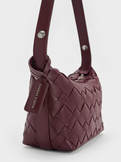CHARLES & KEITH Recommended / Ivette Woven Shoulder Bag - Wineberry Red