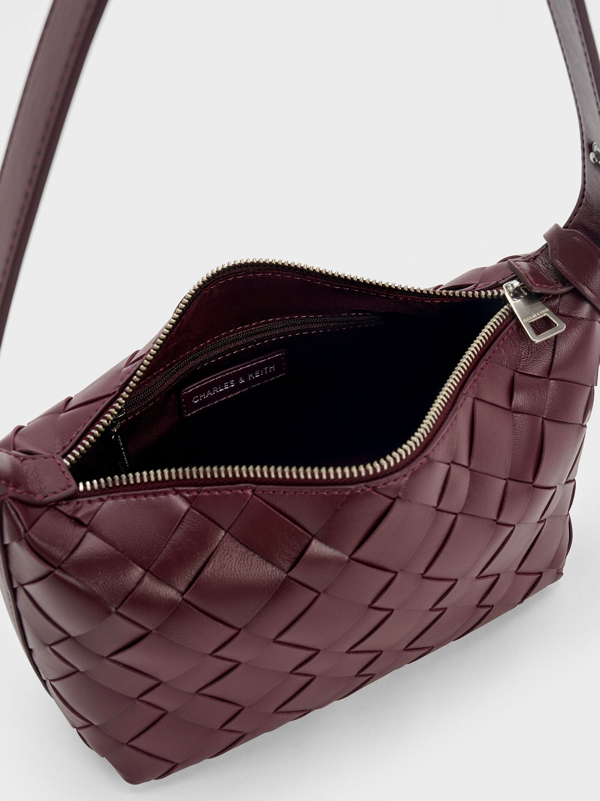 CHARLES & KEITH Recommended / Ivette Woven Shoulder Bag - Wineberry Red