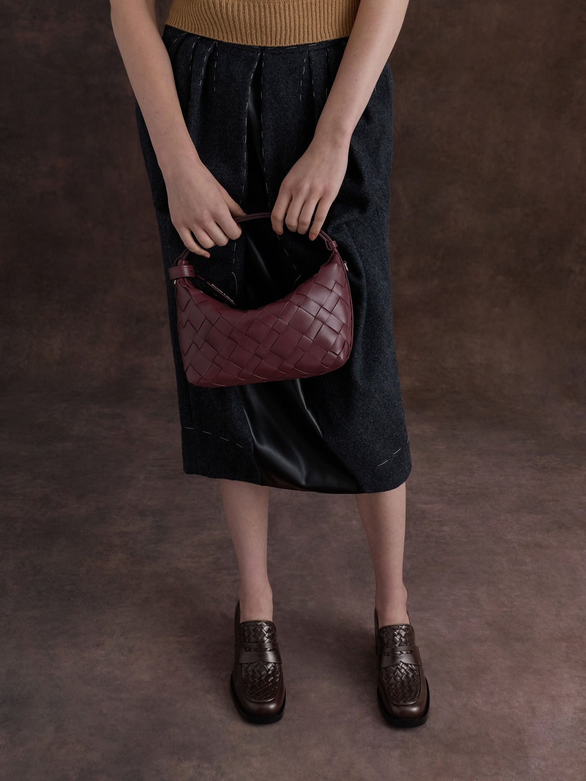 CHARLES & KEITH Recommended / Ivette Woven Shoulder Bag - Wineberry Red