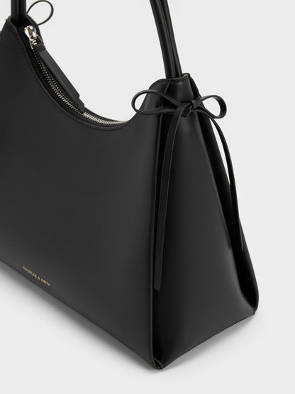 CHARLES & KEITH Best Seller / Hazel Bow Hobo Bag - Noir