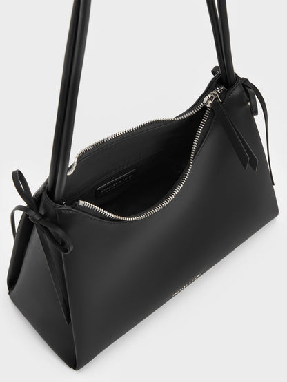 CHARLES & KEITH Best Seller / Hazel Bow Hobo Bag - Noir