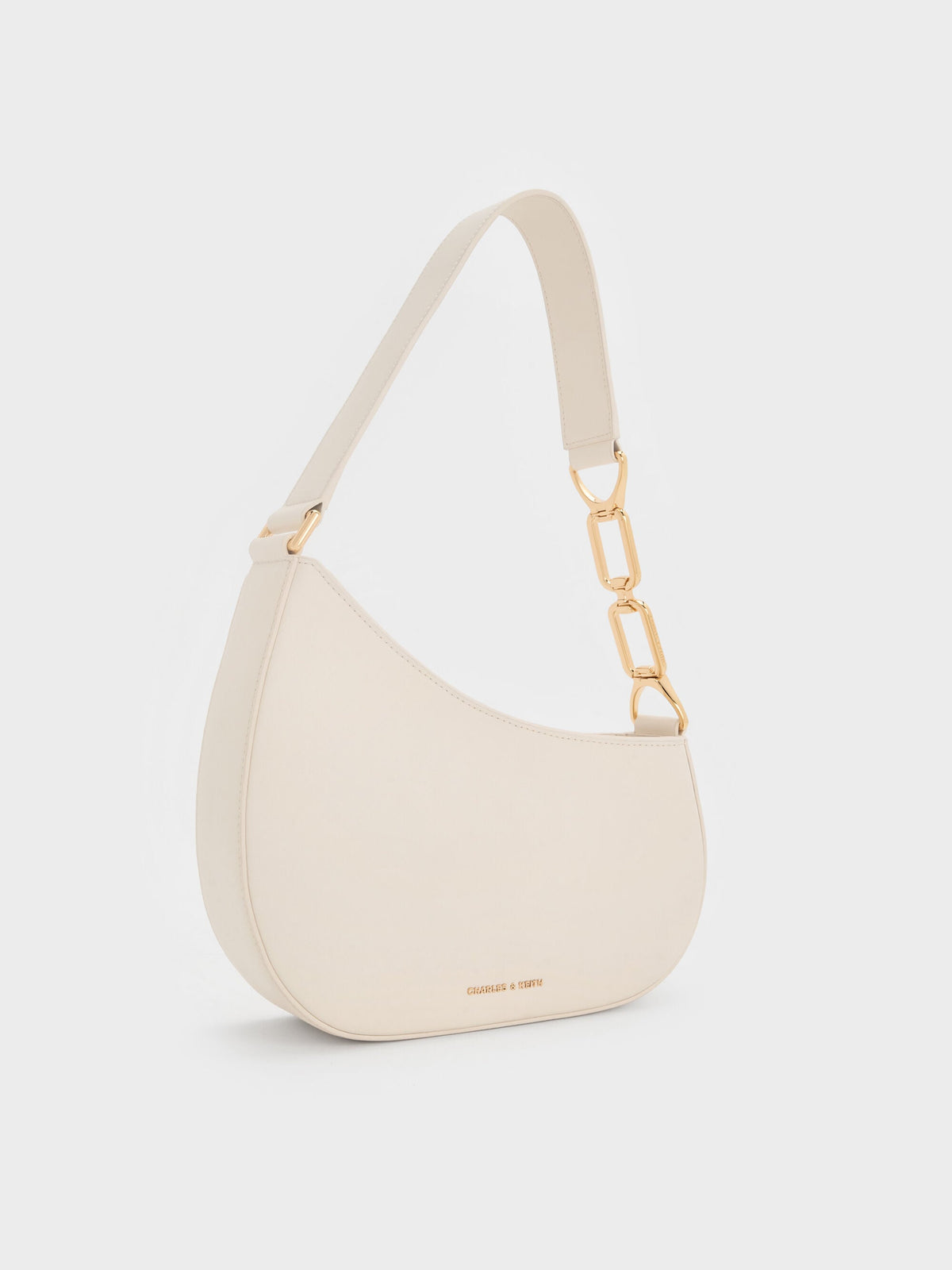 CHARLES & KEITH Great Value / Agatha Chain-Strap Shoulder Bag - Cream