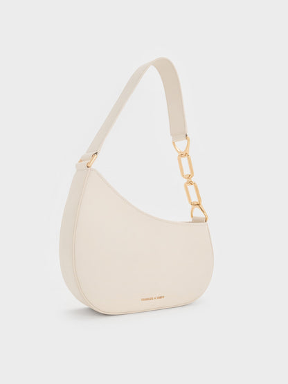 CHARLES & KEITH Great Value / Agatha Chain-Strap Shoulder Bag - Cream