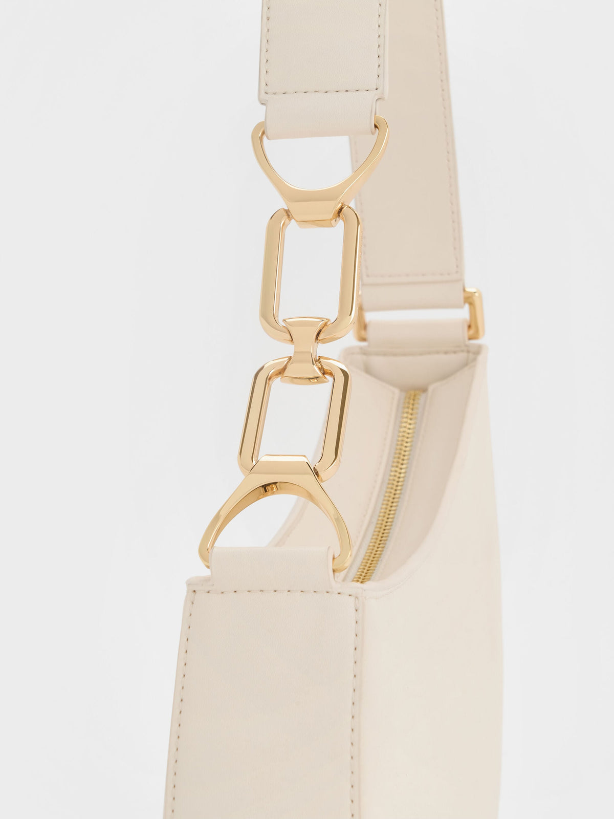 CHARLES & KEITH Great Value / Agatha Chain-Strap Shoulder Bag - Cream