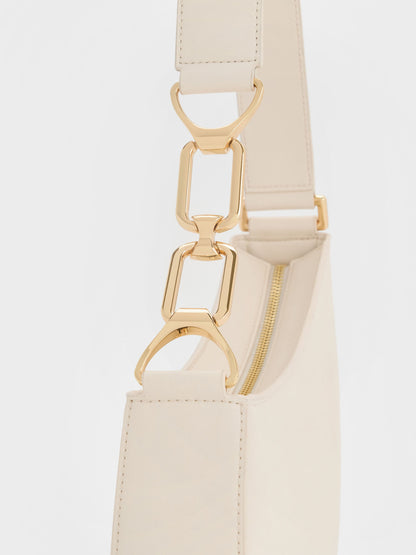 CHARLES & KEITH Great Value / Agatha Chain-Strap Shoulder Bag - Cream