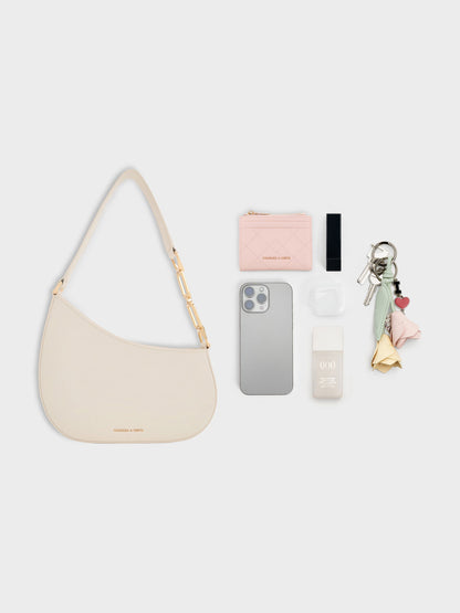 CHARLES & KEITH Great Value / Agatha Chain-Strap Shoulder Bag - Cream