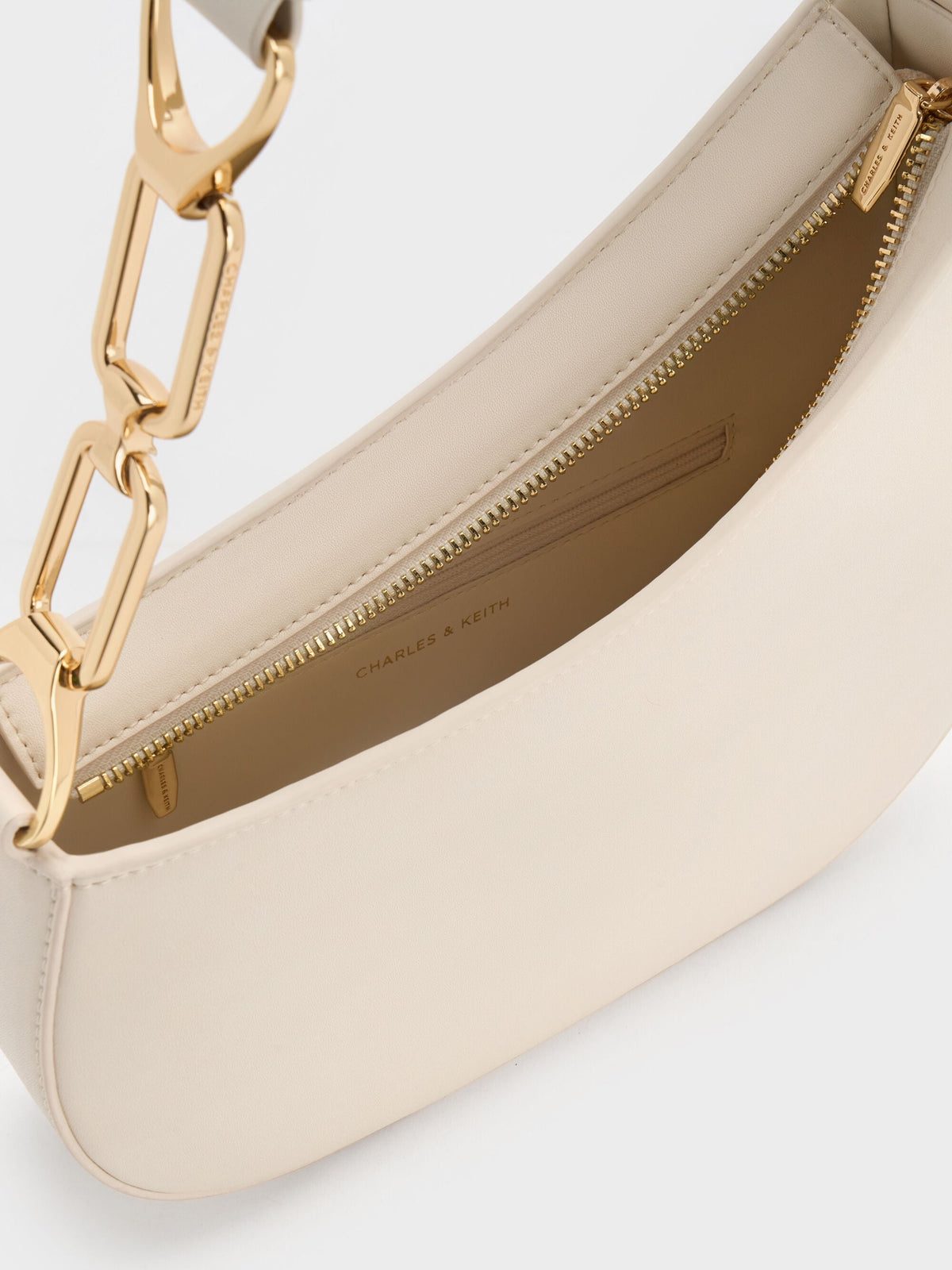 CHARLES & KEITH Great Value / Agatha Chain-Strap Shoulder Bag - Cream