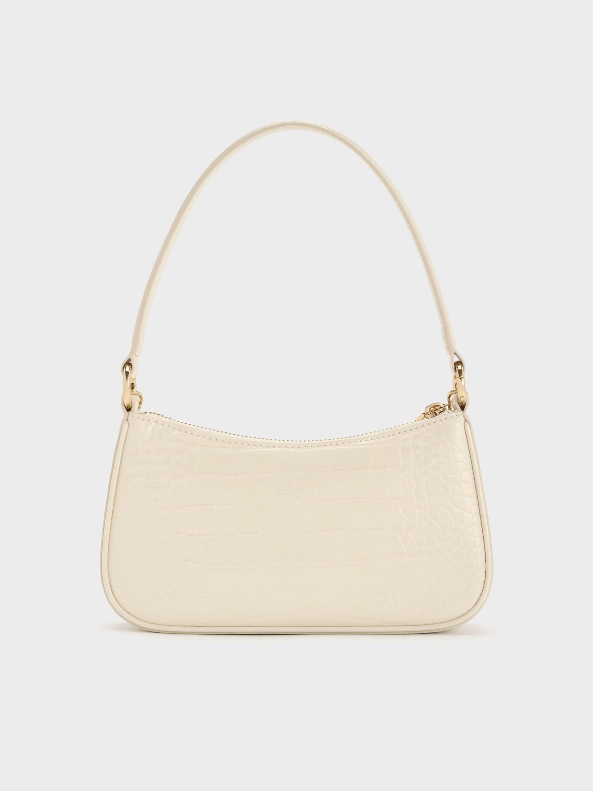 CHARLES & KEITH Trusted / Elspeth Croc-Effect Chain-Link Shoulder Bag - Cream Croco