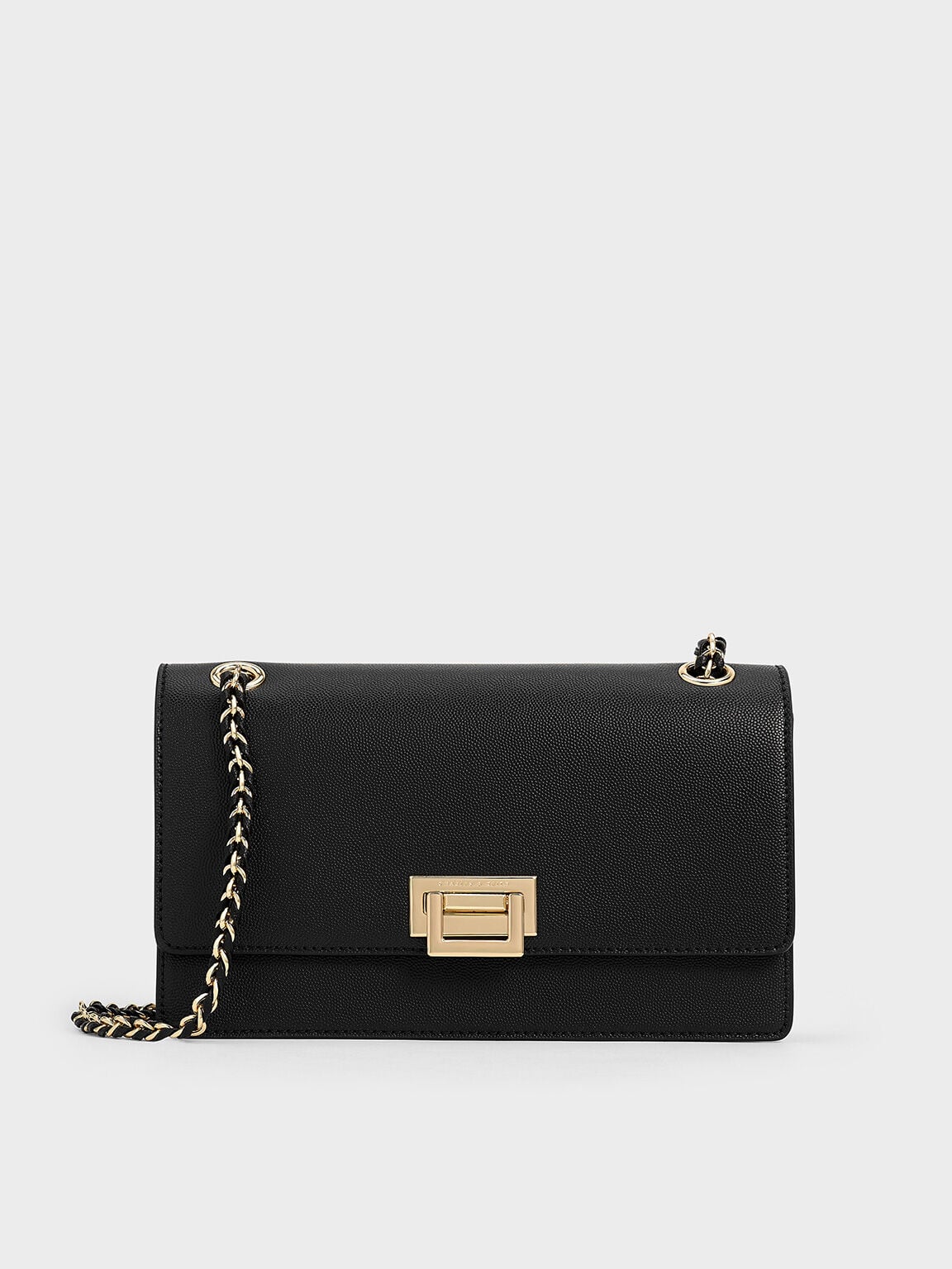 CHARLES & KEITH Customer Favorite / Everline Braided-Strap Shoulder Bag - Black