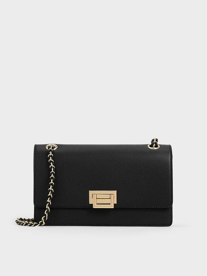 CHARLES & KEITH Customer Favorite / Everline Braided-Strap Shoulder Bag - Black
