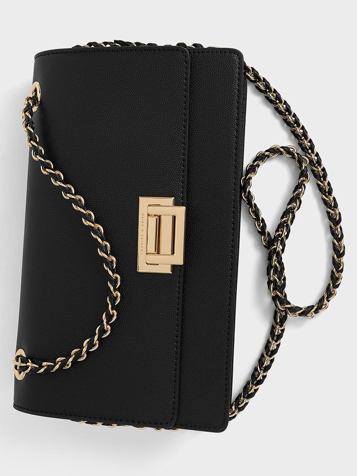 CHARLES & KEITH Customer Favorite / Everline Braided-Strap Shoulder Bag - Black