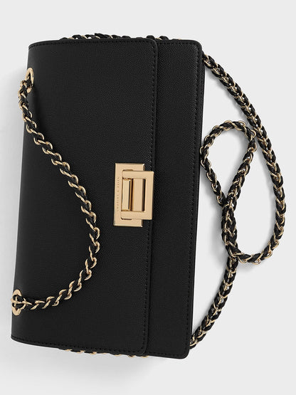CHARLES & KEITH Customer Favorite / Everline Braided-Strap Shoulder Bag - Black