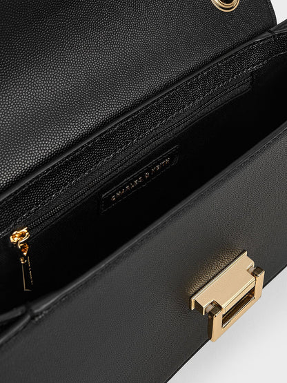 CHARLES & KEITH Customer Favorite / Everline Braided-Strap Shoulder Bag - Black