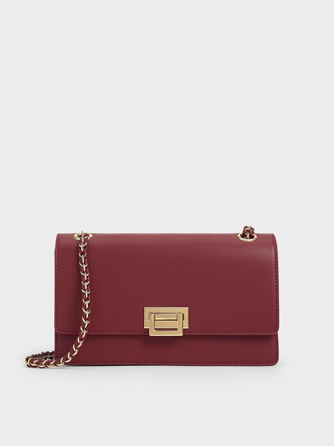 CHARLES & KEITH Customer Favorite / Everline Braided-Strap Shoulder Bag - Burgundy
