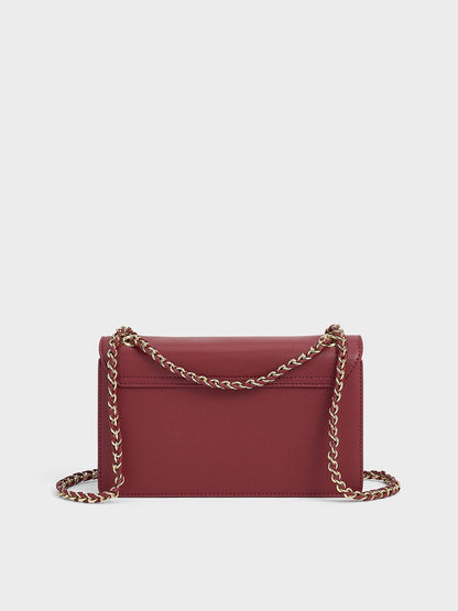 CHARLES & KEITH Customer Favorite / Everline Braided-Strap Shoulder Bag - Burgundy