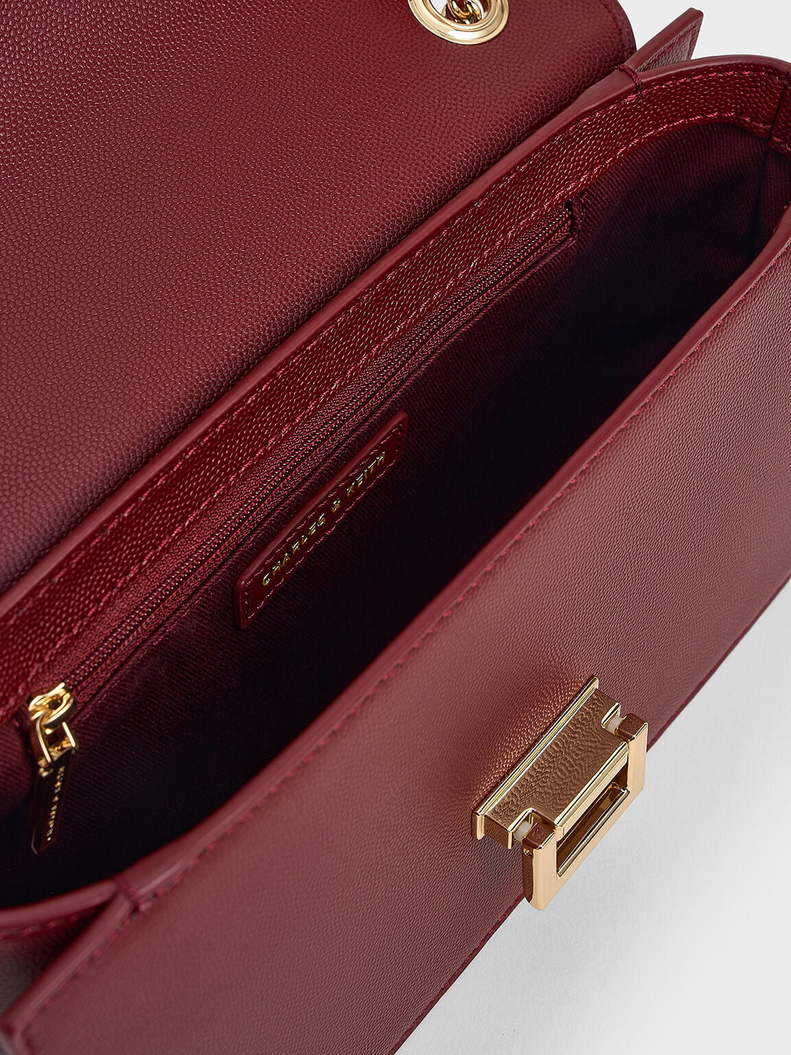 CHARLES & KEITH Customer Favorite / Everline Braided-Strap Shoulder Bag - Burgundy