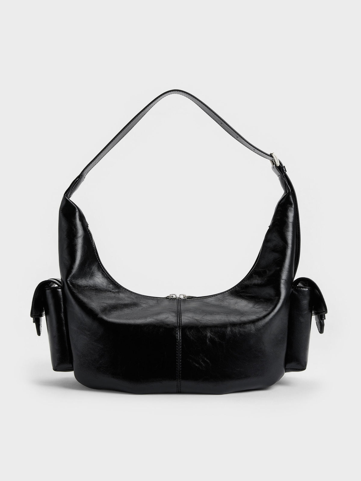 CHARLES & KEITH Great Value / Large Bessie Side-Pocket Hobo Bag - Noir