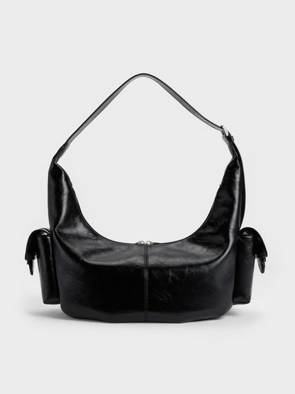 CHARLES & KEITH Great Value / Large Bessie Side-Pocket Hobo Bag - Noir