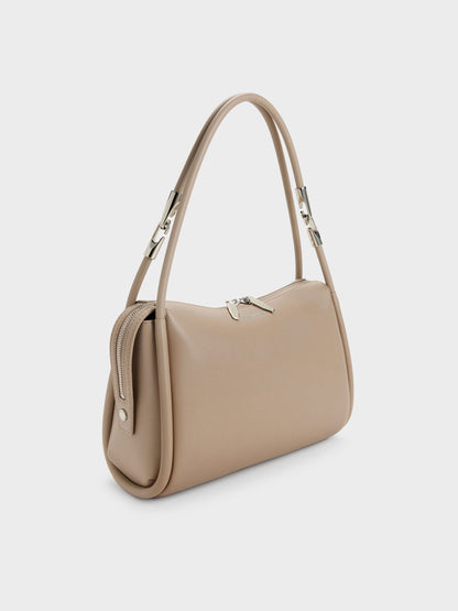 CHARLES & KEITH Trusted / Lyla Tubular Slouchy Shoulder Bag - Taupe