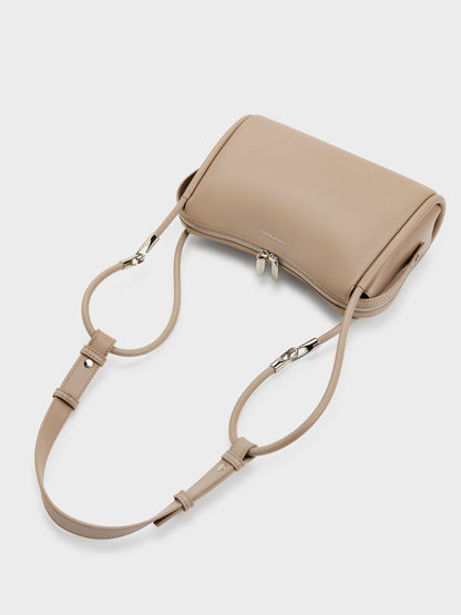 CHARLES & KEITH Trusted / Lyla Tubular Slouchy Shoulder Bag - Taupe